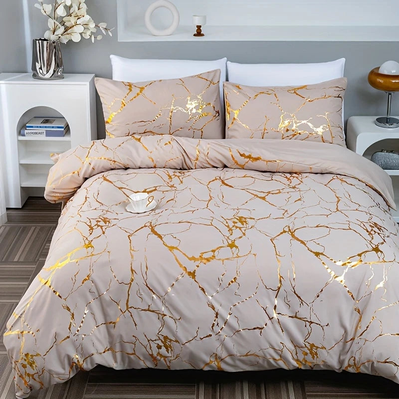 3-Piece Classic Hot Stamping Texture Quilt Cover Set