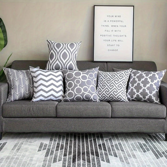 6-Piece Modern Geometric & Striped Decorative Pillow Set