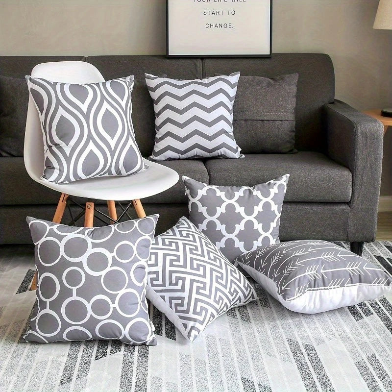 6-Piece Modern Geometric & Striped Decorative Pillow Set