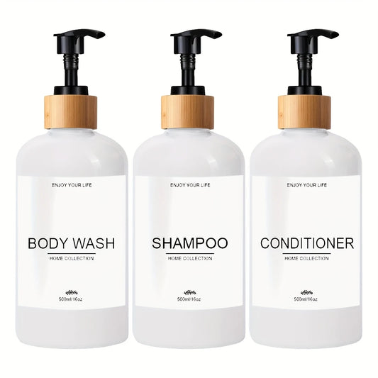 EcoHaven™ Bamboo Pump Shower Dispenser Set