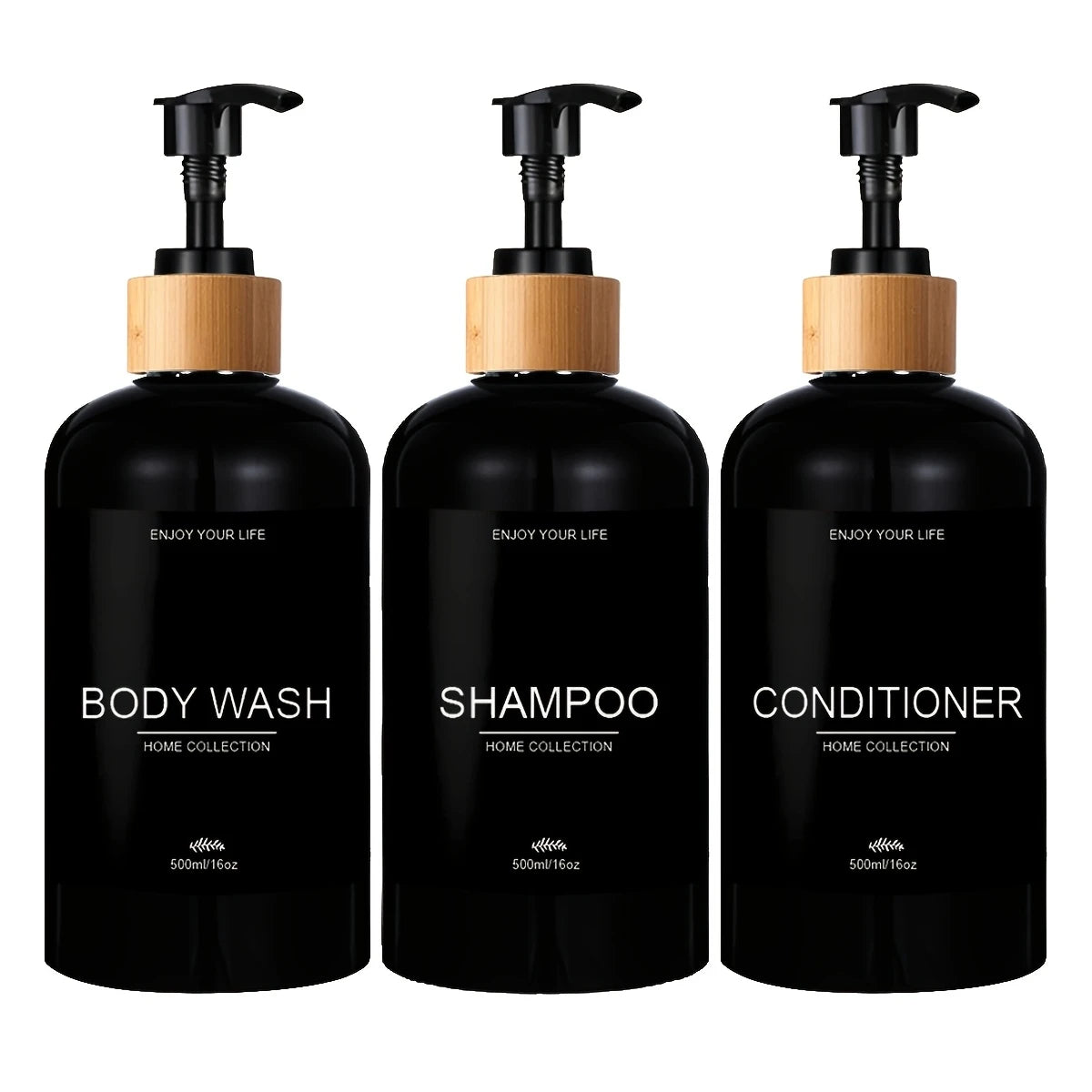 EcoHaven™ Bamboo Pump Shower Dispenser Set