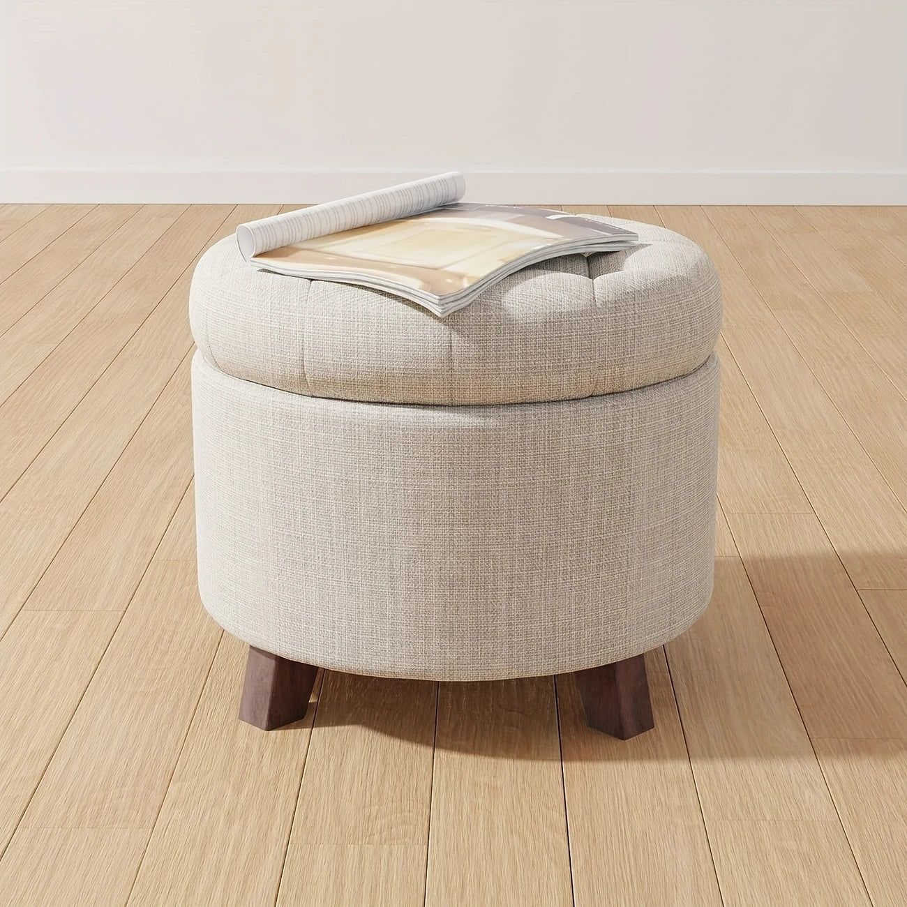 LUNARA™ Wooden Storage Stool Ottoman