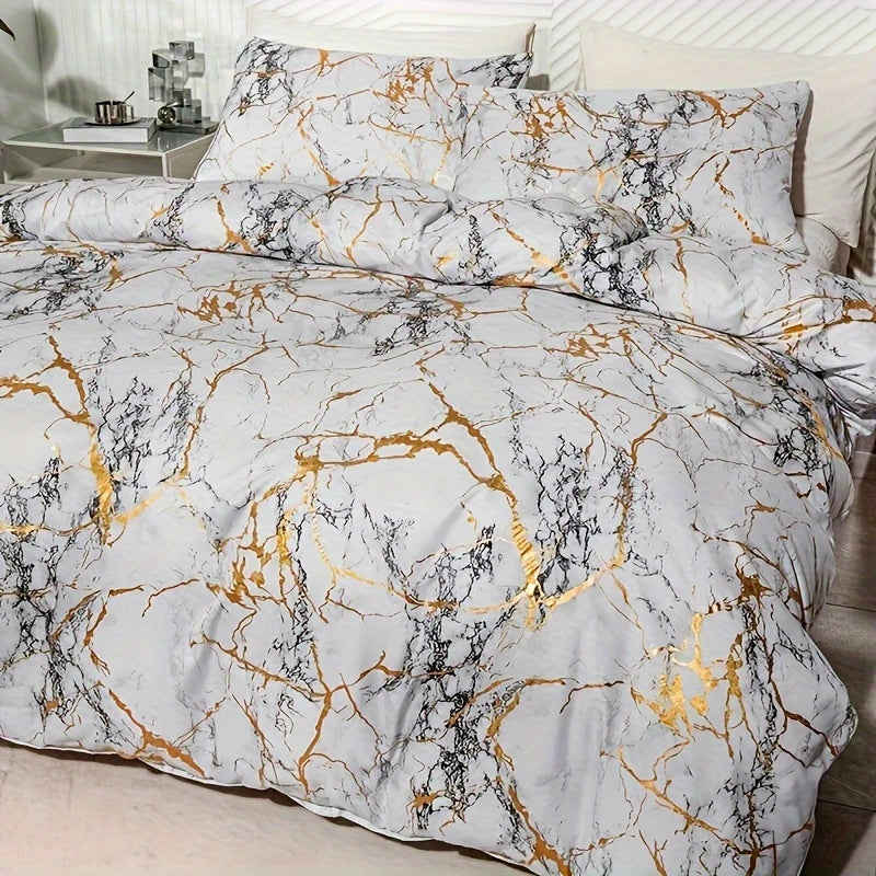 3-Piece Classic Hot Stamping Texture Quilt Cover Set