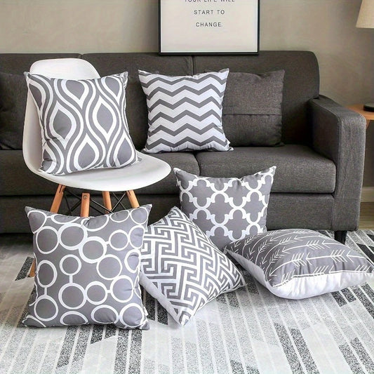 6-Piece Modern Geometric & Striped Decorative Pillow Set